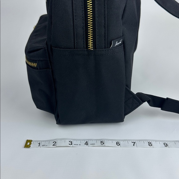 Herschel Supply Co. Black Backpack, Gold Zippers. NWOT. Red Stripe Interior. -C- - Picture 8 of 13